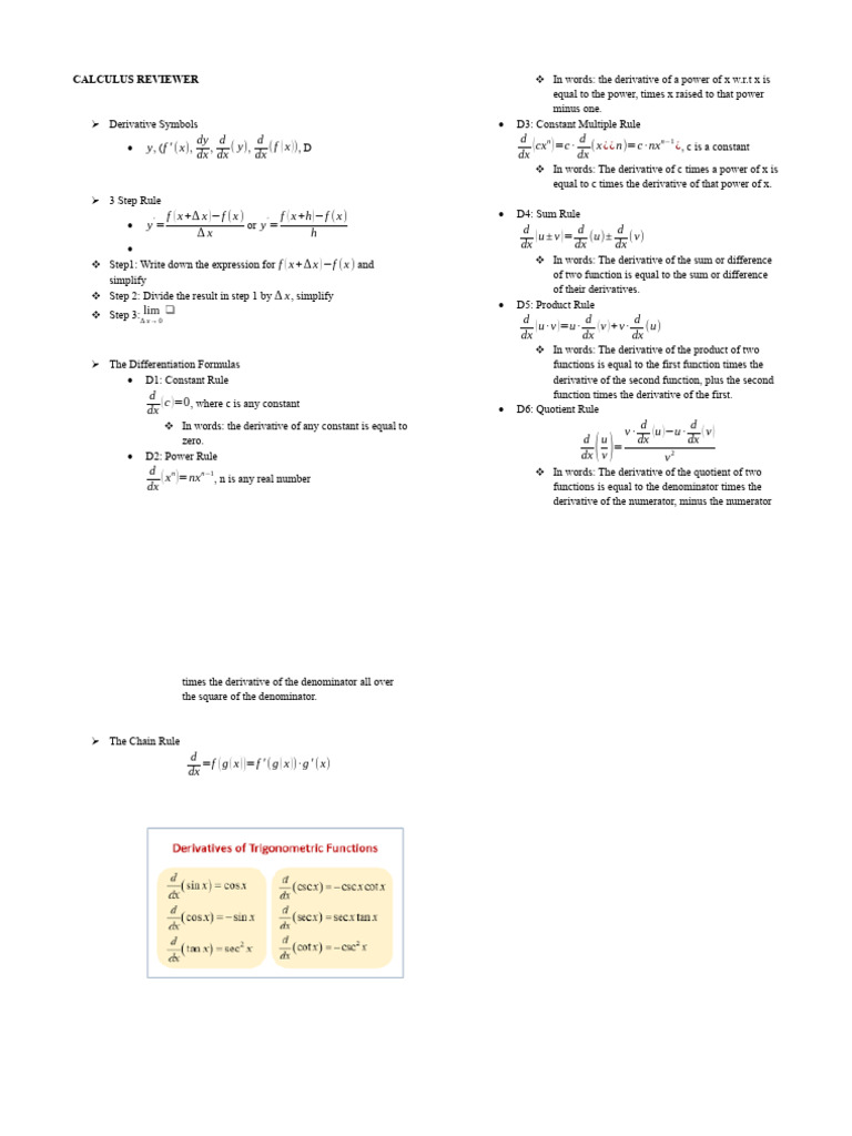 Calculus Reviewer PDF