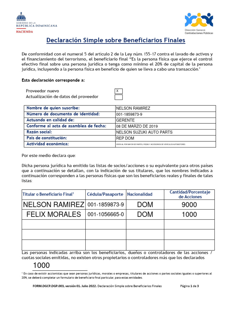 Declaracion simple sobre beneficiarios finales pdf justicia