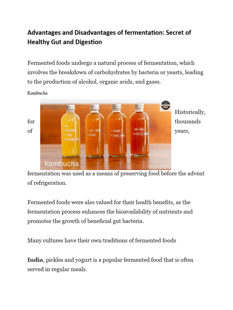 Advantages and Disadvantages of Fermentation PDF Probiotic