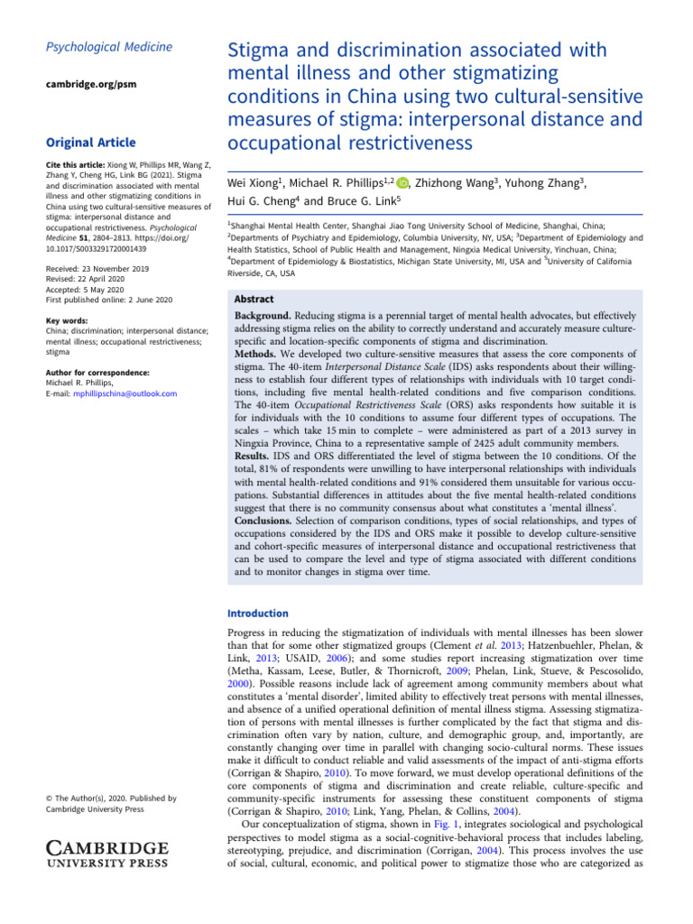 Stigma and Discrimination in China | PDF | Social Stigma | Attitude ...