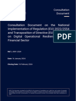 Consultation Document On The National Implementation of DORA Regulation For The Financial Sector