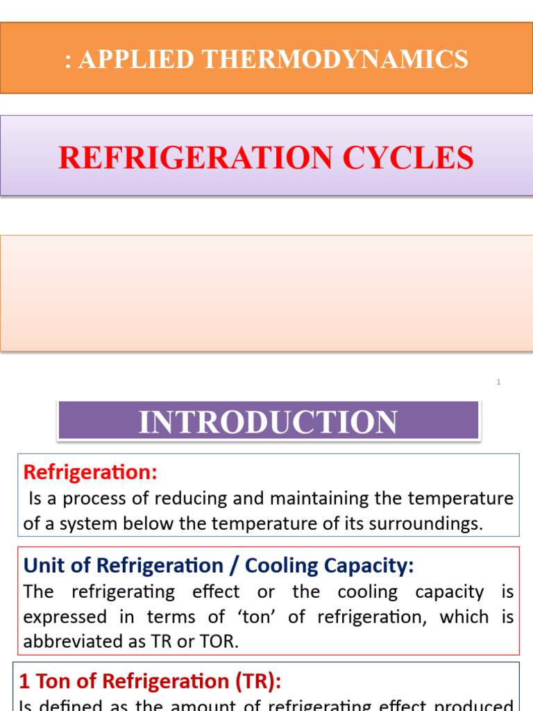 ATD Refrigeration Cycles PDF Refrigeration Enthalpy