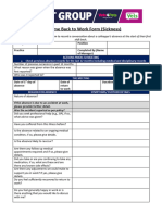 Welcome Back To Work Form (Short Term Absence) March 2023