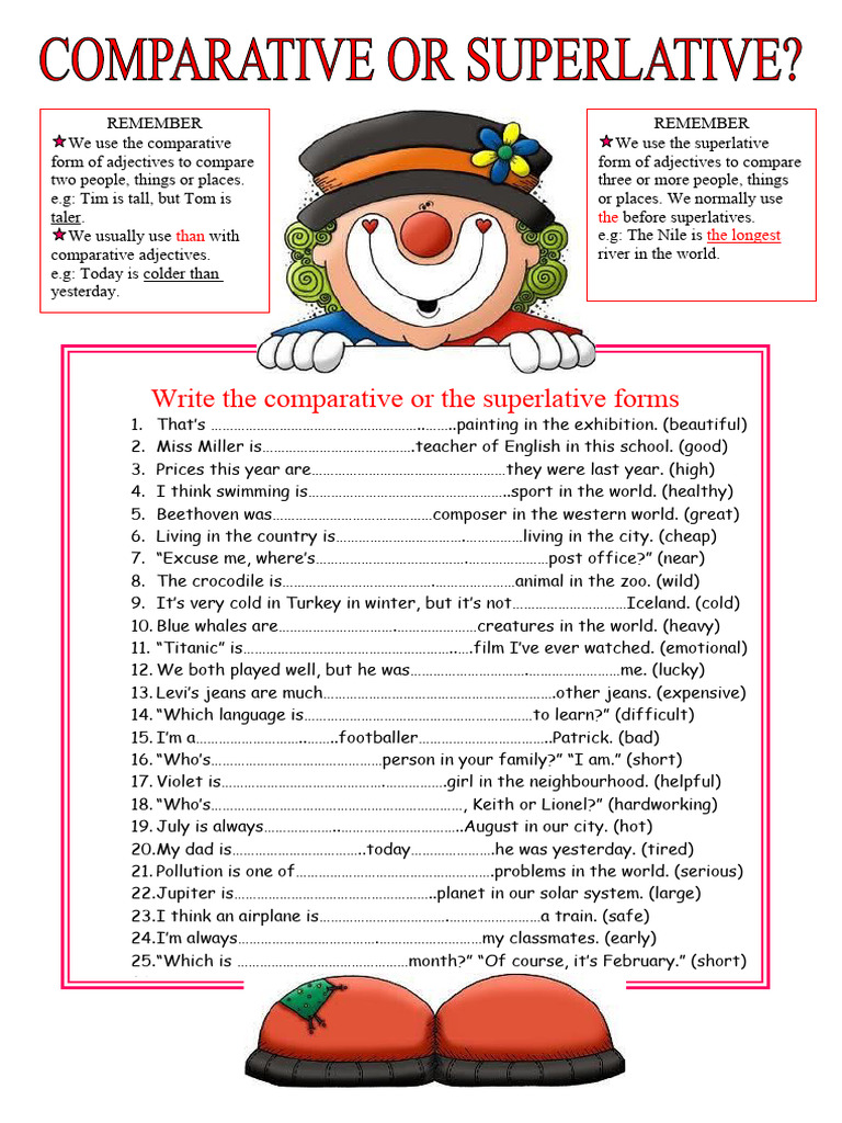 Comparative & Superlative Exercise | PDF