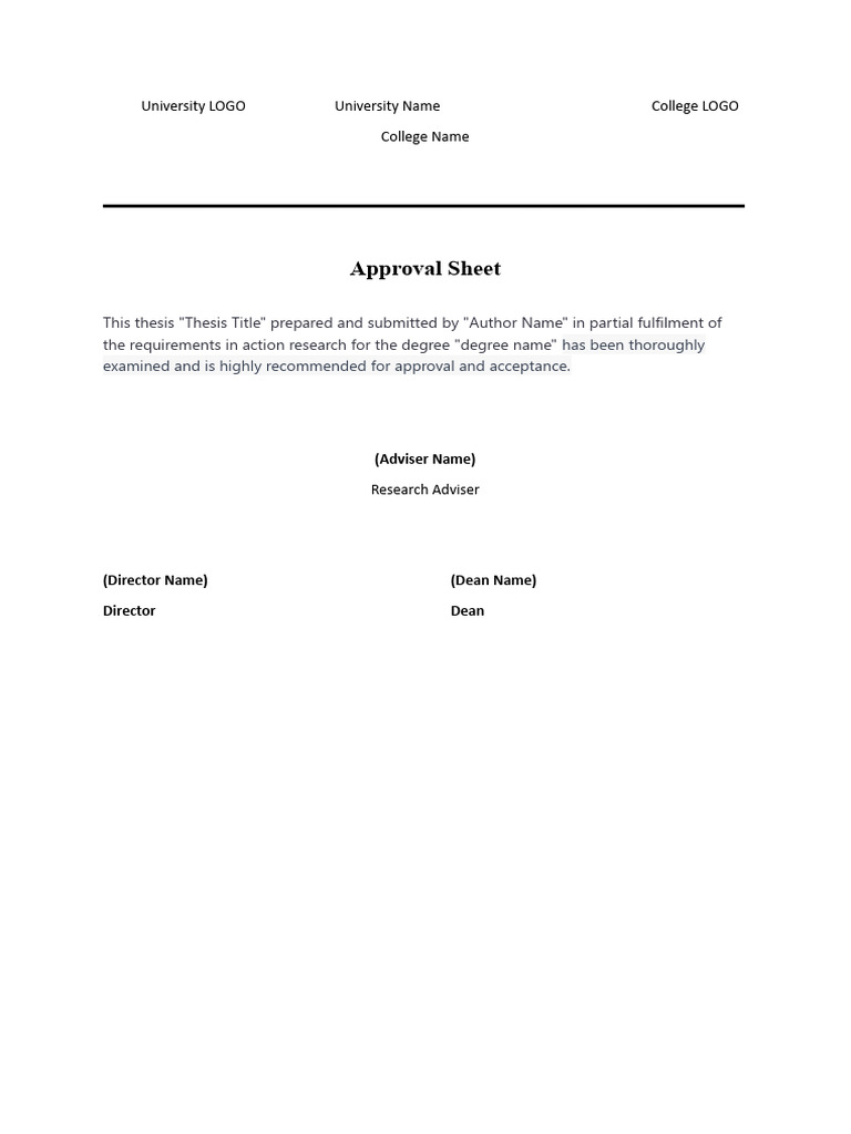 Thesis Approval Sheet Example 2 | PDF