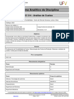 Programa Analitico-Análise de Custos