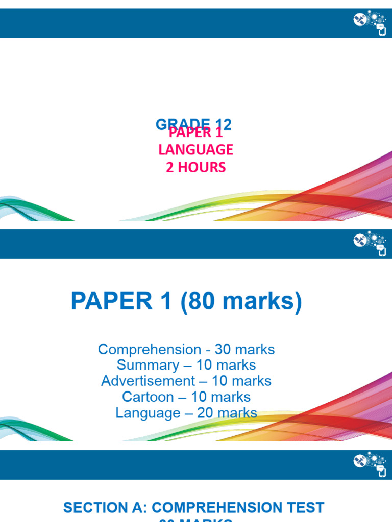 Grade 12 Language Comprehension Exam Guide | PDF | Verb | Plural