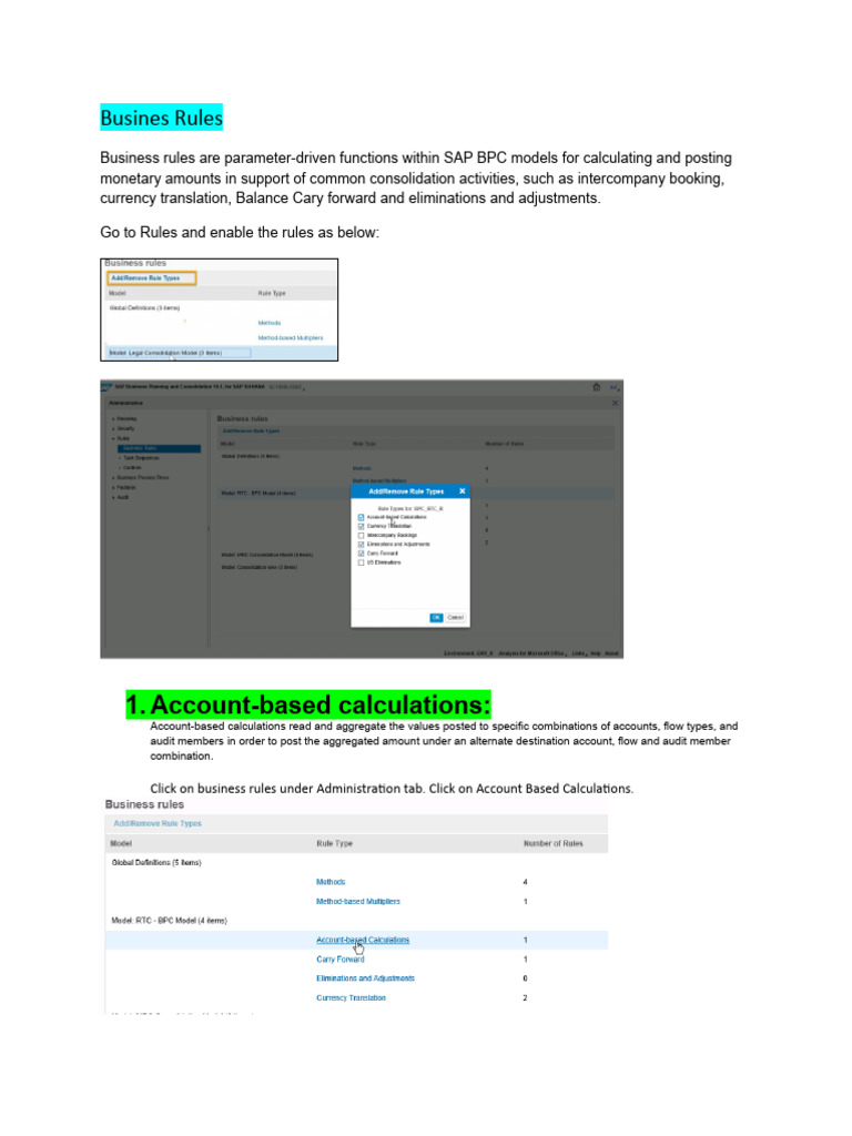 SAP BPC Business Rules Overview | PDF | Finance & Money Management