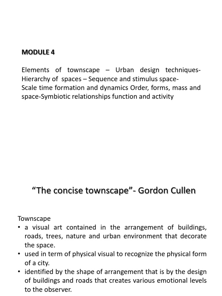 Elements of Townscape Design | PDF | Senses | Space