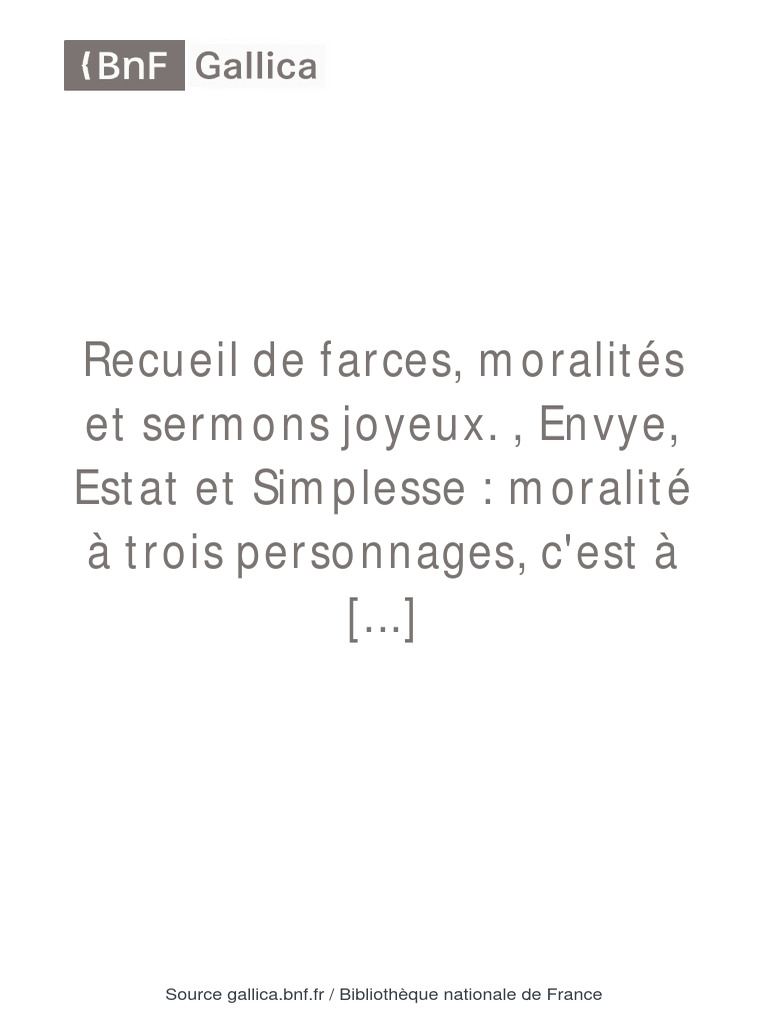 Moralités : Envye, Estat et Simplesse | PDF | Droit des biens ...