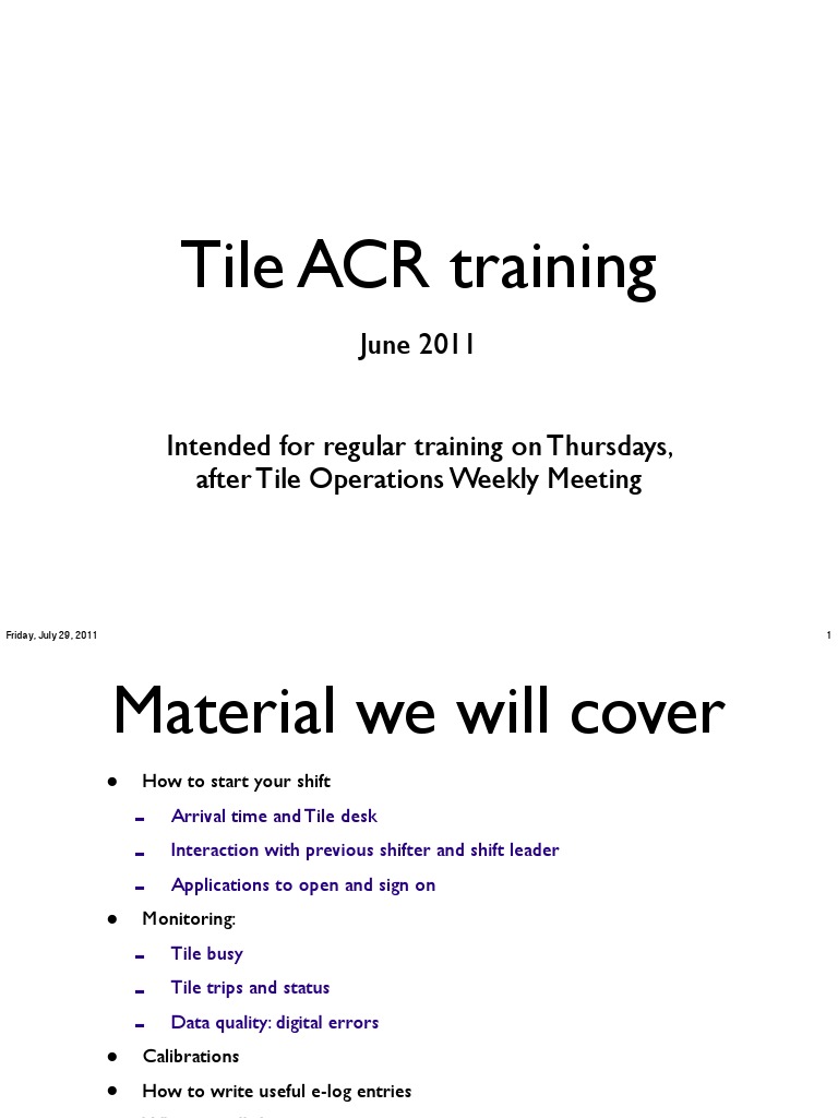 Tile ACR Shift Training Guide | PDF | Power Supply | Electrical Engineering