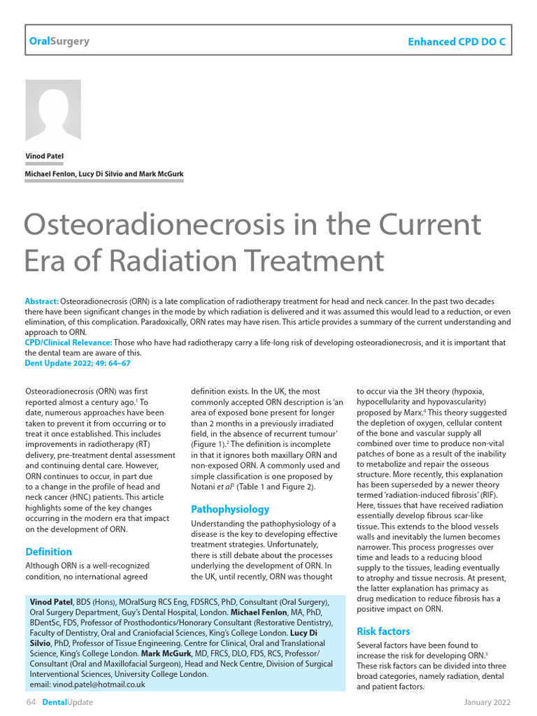 Notani Classification of Osteoradionecrosis | PDF | Radiation Therapy ...