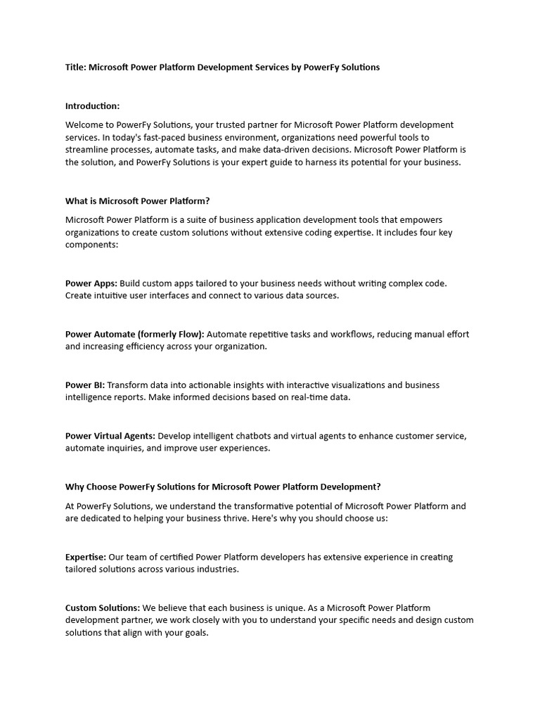 SEO Microsoft Power Platform Development | PDF | Automation | Microsoft