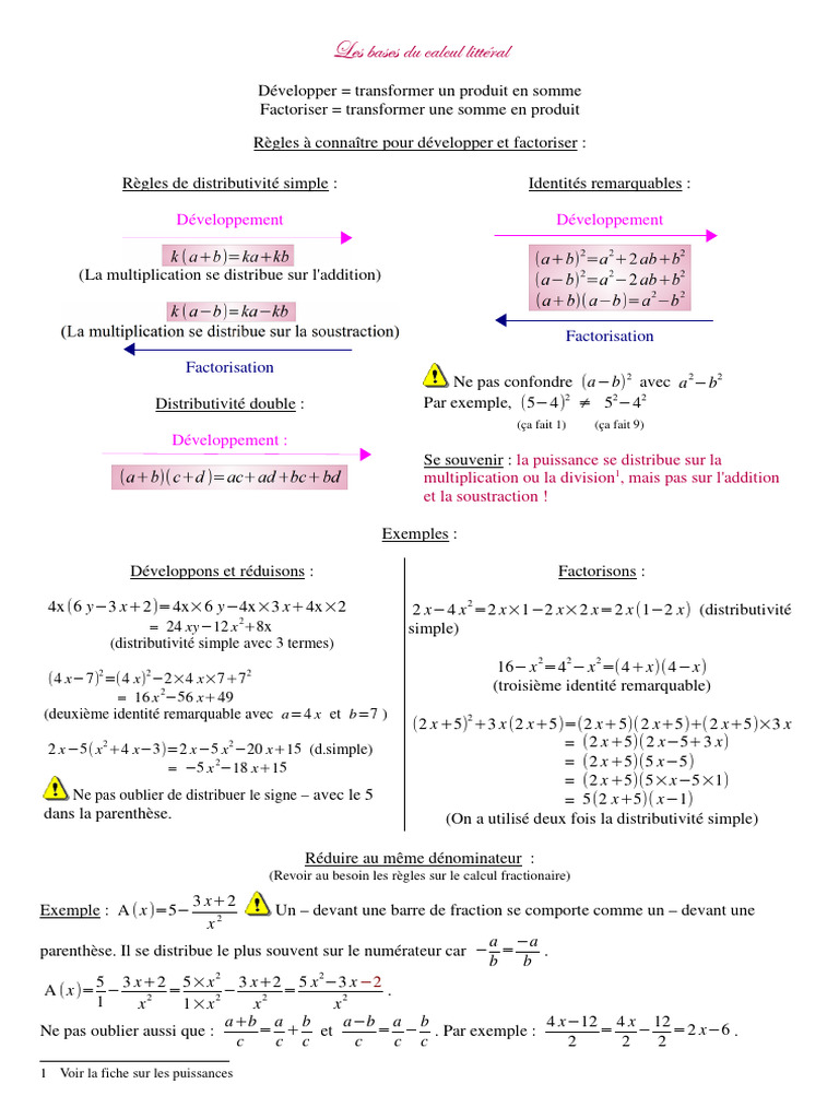 Développement et factorisation mathématique | PDF | Multiplication ...