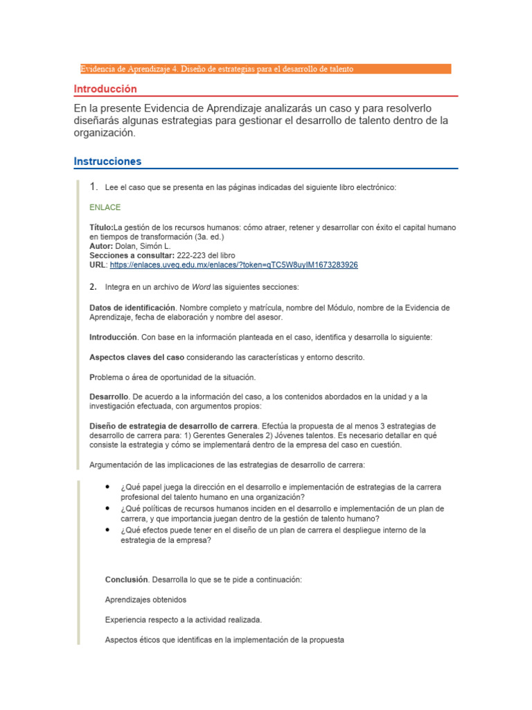 ACTIVIDAD 1 Diseño de Estrategias para El Desarrollo de Talento | PDF ...