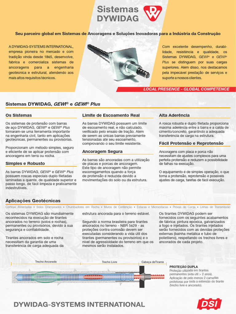 Sistema Dywidag | PDF | Engenharia Civil | Ciência de Materiais