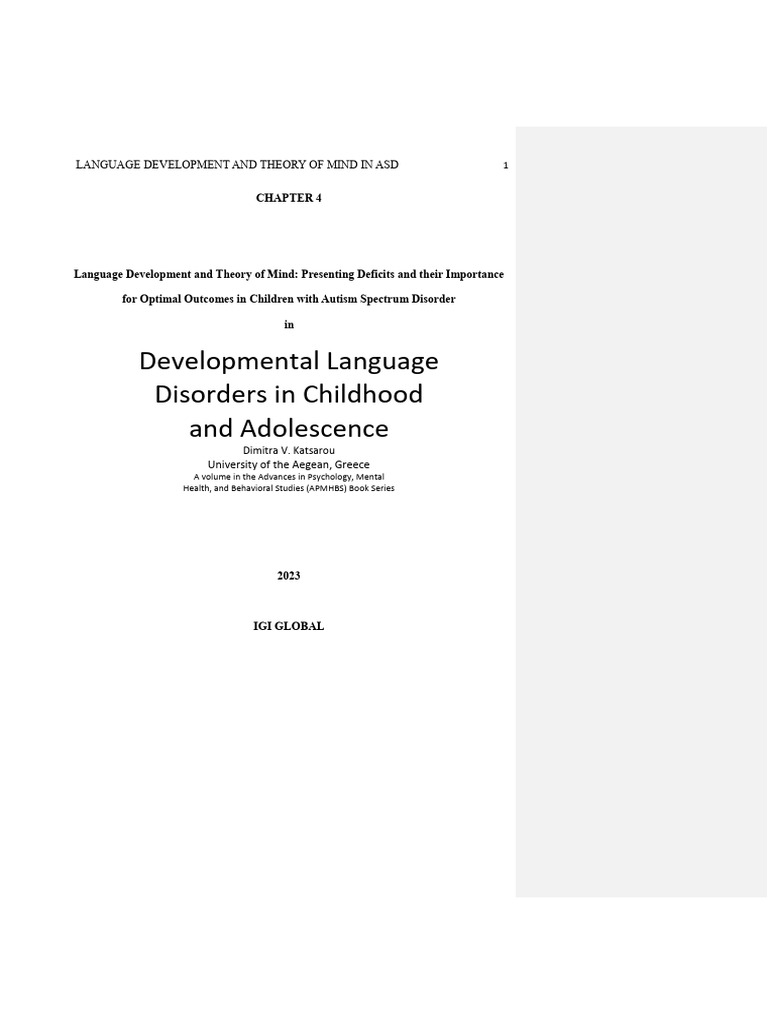 Language development and theory of mind in autism spectrum disorder