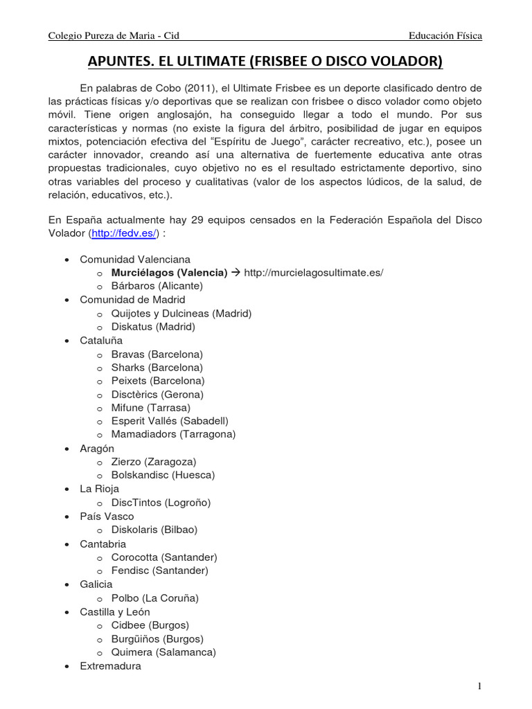 Introducción al Ultimate Frisbee | PDF | Equipo deportivo | Deportes de ...