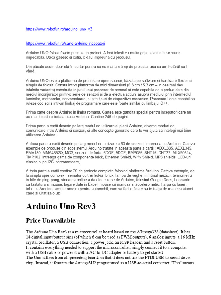 Arduino Uno Rev3 | PDF