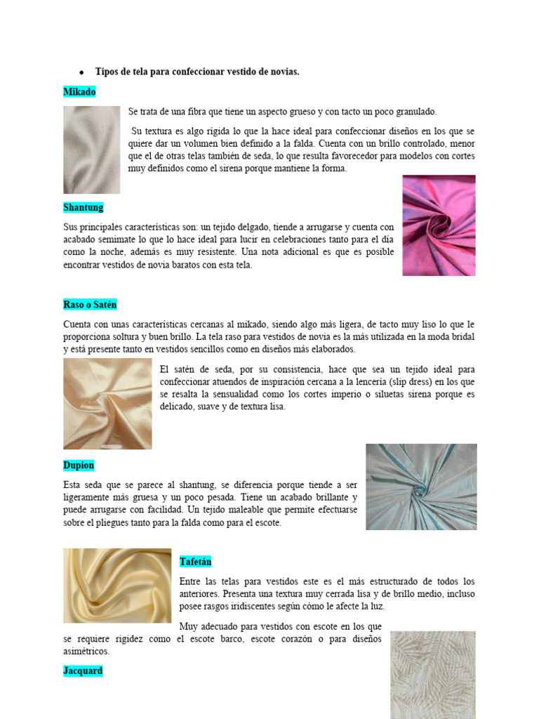 Tipos de Tela para Vestidos | PDF | Seda | Textiles