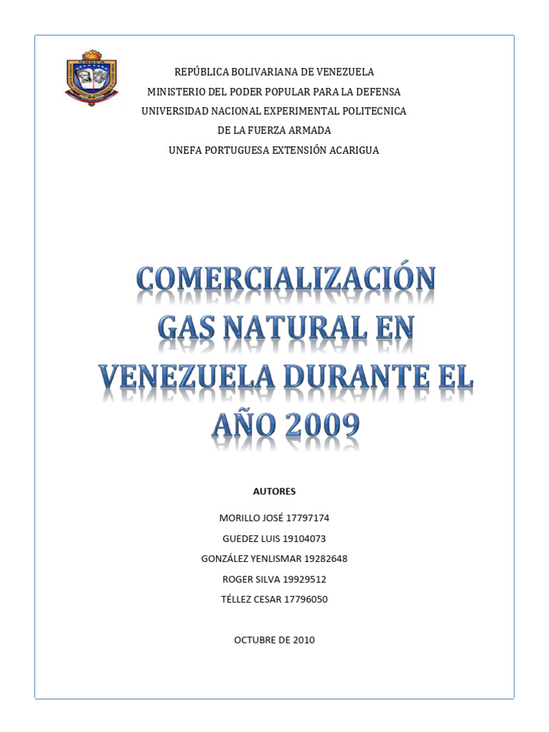 Comercialización del Gas Natural en Venezuela | PDF | Gas de petróleo ...