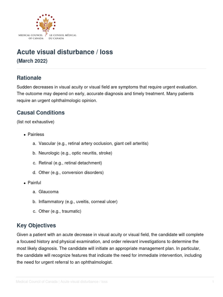 Acute Visual Disturbance Loss PDF
