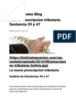 Nueva Prescripcion Tributaria. Sentencia 39 y 47 - Bolivia Impuestos Blog