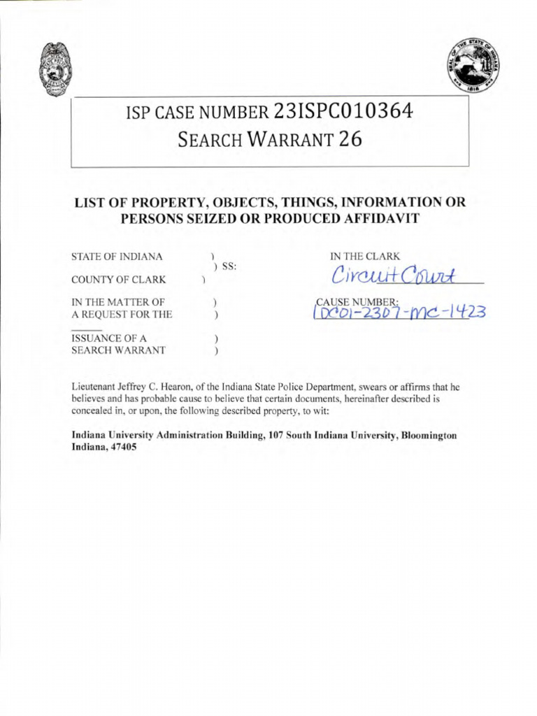 Indiana Search Warrant Affidavit | PDF | Affidavit | Probable Cause