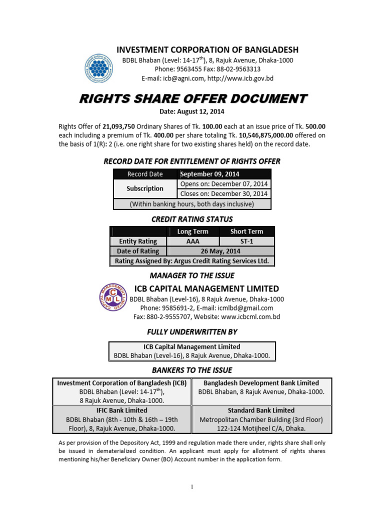 Investment Corporation of Bangladesh PDF Stocks Securities (Finance)