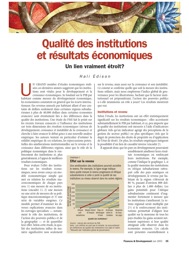 Impact des institutions sur le PIB mondial | PDF | Croissance ...