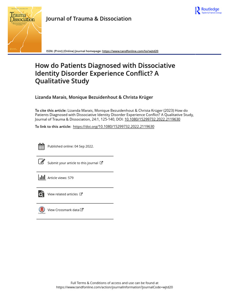 How do Patients Diagnosed with Dissociative Identity Disorder ...