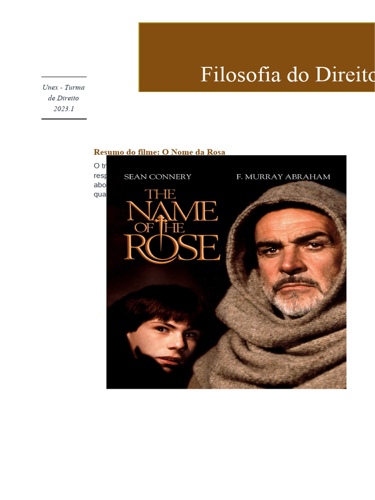 Resumo - O Nome Da Rosa | PDF | Inquisição | Igreja católica