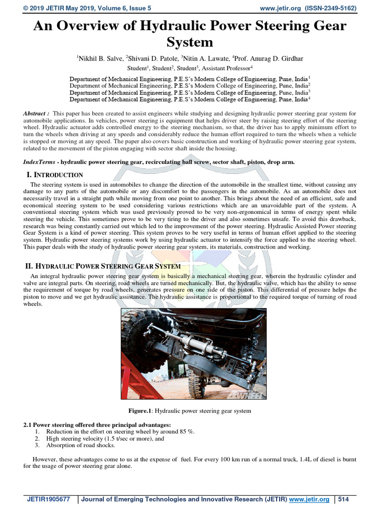 Hydraulic Power Steering System Overview | PDF | Steering | Actuator