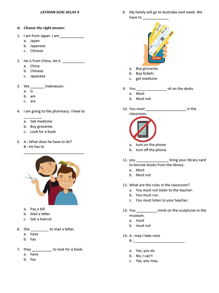 Latihan Soal Kelas 4 Hang Out Pdf