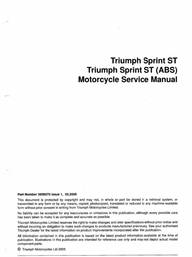 Triumph Sprint ST 1050 Manual (2005) | PDF