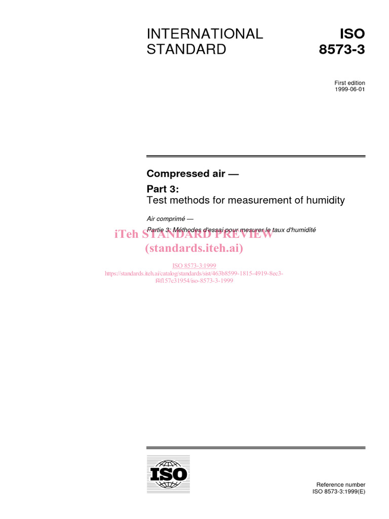 ISO 8573-3: Humidity Measurement Methods | PDF | Humidity ...