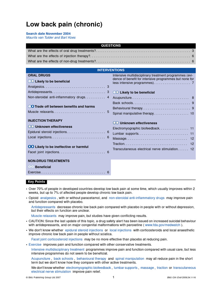 Chronic Low Back Pain Treatments | PDF | Back Pain | Low Back Pain