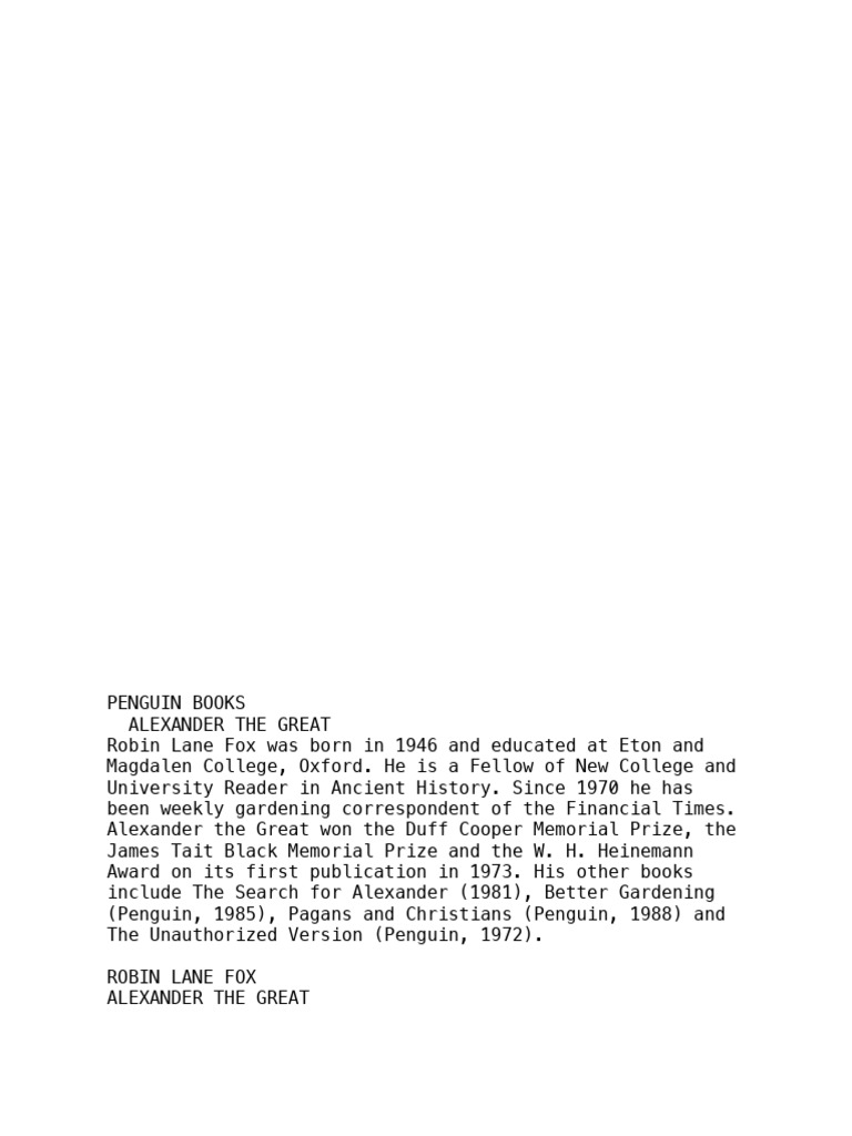 Alexander The Great Robin Lane Fox PDF Macedonia (Ancient Kingdom