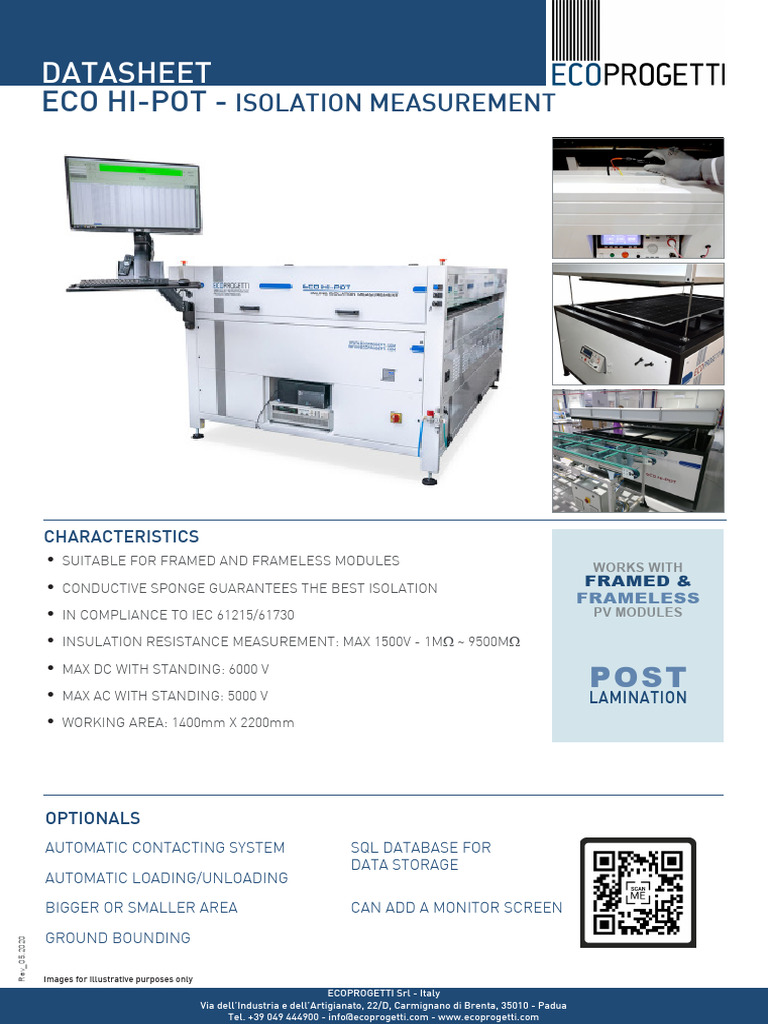 Datasheet - ECO HI-POT | PDF | Physical Quantities | Electrical Components