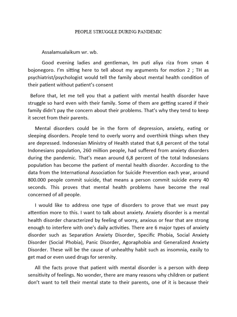 Mental Health Struggles During Pandemic | PDF | Anxiety Disorder ...