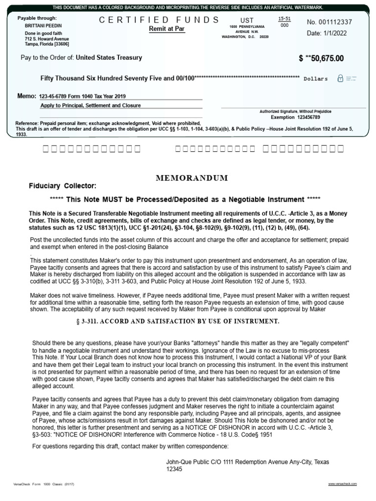Understanding Certified Funds Documents | PDF | Negotiable Instrument ...