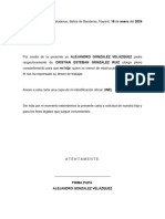 Carta Permiso para Trabajar Menor de Edad