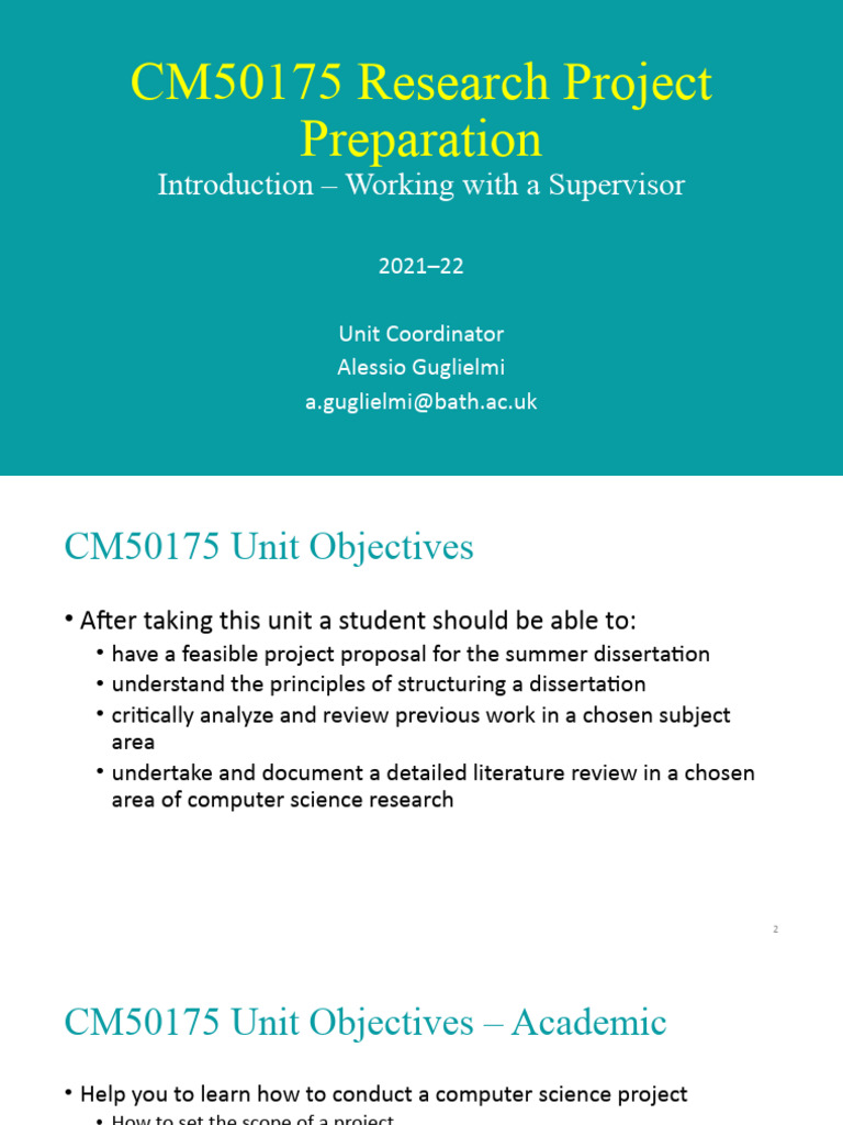 CM50175 Research Project Preparation Guide | PDF | Thesis | Software