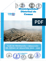 Plan de Prevencion y Reduccion Del Riesgo de Desastres Del Distrito de Comas 2019 2022