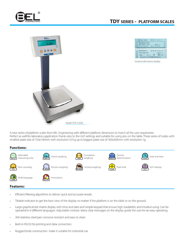 BEL Engineering TDY Series Platform Scales | PDF