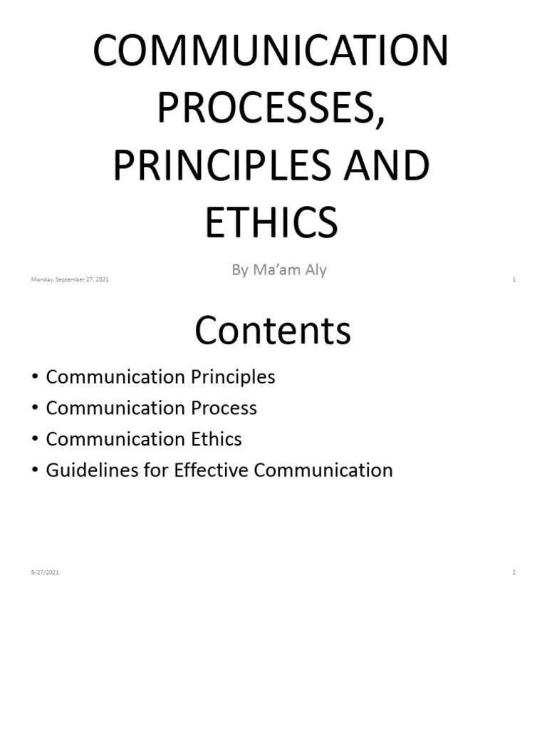 Communication Processes, Principles and Ethics | PDF | Communication ...