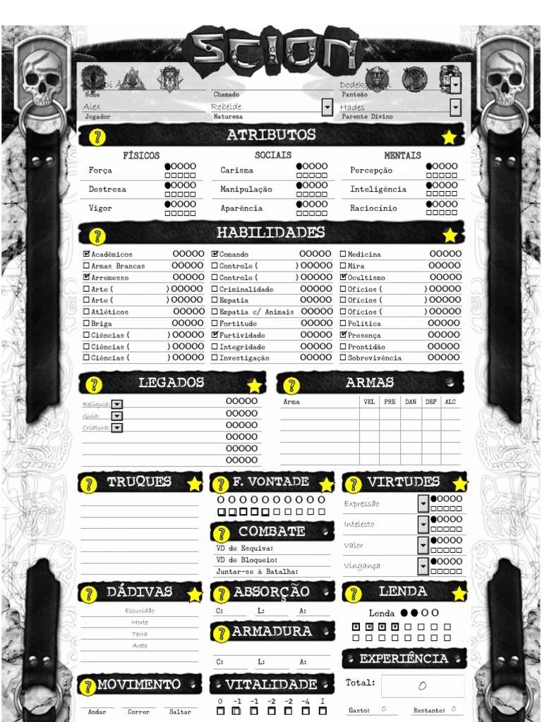 Habilidades e Atributos de Personagens RPG | PDF