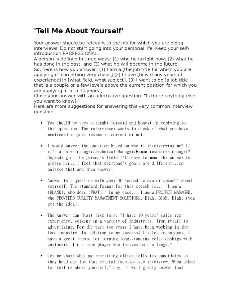 resume What To Say About Yourself In A Resume tell me about yourself employee retention sales