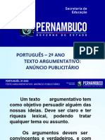 Texto Argumentativo Anúncio Publicitário.