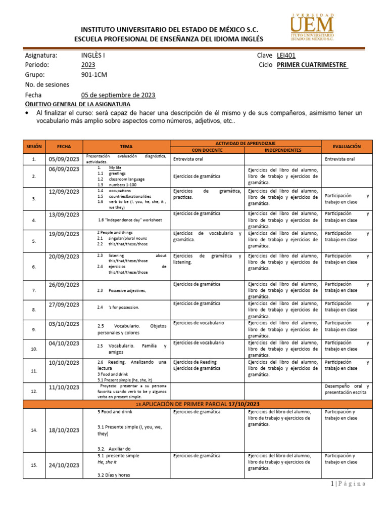 Plan De Estudios Ingles Pdf Comunicación Humana Gramática